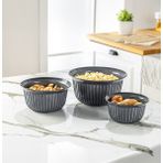 Stile Cucina 3'lü Ekonomik Linea Yuvarlak Kase Seti Yeşil 3x (1 Litre- 2 Litre- 3 Litre) - Antrasit