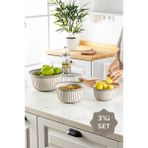 Stile Cucina 3'lü Ekonomik Linea Yuvarlak Kase Seti Yeşil 3x (1 Litre- 2 Litre- 3 Litre) - Bej