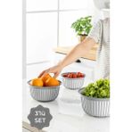Stile Cucina 3'lü Ekonomik Linea Yuvarlak Kase Seti Yeşil 3x (1 Litre- 2 Litre- 3 Litre) - Gri