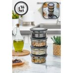 Stile Cucina 4 Adet Siyah Silikon Kapak Cam Inci Saklama Kabı 415 ml