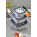 Stile Cucina Vakumlu Sızdırmaz Saklama Kabı Seti, 3 Parça, Mikrodalga ve Derin Dondurucu Uyumlu, 600ml-1100ml-1800ml, BPA Free (Antrasit)