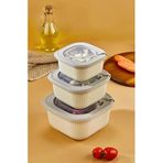 Stile Cucina Vakumlu Sızdırmaz Saklama Kabı Seti, BPA Free, Mikrodalga ve Derin Dondurucu Uyumlu, 6 Parça, 2x600ml 2x1100ml 2x1800ml (Bej)