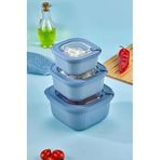 Stile Cucina Vakumlu Sızdırmaz Saklama Kabı Seti, BPA Free, Mikrodalga ve Derin Dondurucu Uyumlu, 6 Parça, 2x600ml 2x1100ml 2x1800ml (Mavi)