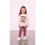 Stilera Kız Çocuk Baskılı Sweat ve Fitilli Tayt Mevsimlik Alt Üst Takım - 4 Yaş - Pembe