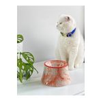 stilinbu Seramik Kedi Ve Köpek Mama Su Kabı Colorful Moon Bowl (TURUNCU ÇİZGİLİ -EBRU DESEN)