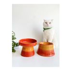 stilinbu Seramik Kedi Ve Köpek Mama Su Kabı (TURUNCU & COLORFUL MOON TURUNCU- GÖKKUŞAĞI- 2'Lİ)