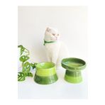 stilinbu Seramik Kedi Ve Köpek Mama Su Kabı (YEŞİL & COLORFUL MOON YEŞİL- GÖKKUŞAĞI- 2'Lİ)
