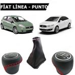 Stilix Garage Fiat Linea Punto Siyah Deri Vites Topuz Ve Körük Seti Kırmızı Dikişli
