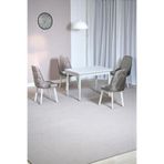 Still Beyaz MDF 70x110 Sabit Mutfak Masası Takımı Beyaz Metal Ayak 4 Cappucino Sandalye