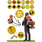 Stilmax 16 Parça Turbo Benzinli Sırt Tırpan Ot Çim Çalı Biçme Makinası + Zeytin Silkeleme Aparatlı Set