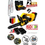 Stilmax 2 Pala 2 Zincirli Muhteşem Dal Budama Makinesi Seti Kömürsüz Motor ve Yağ Pompalı Çantalı Set - Ahşap - Gümüş