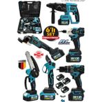 Stilmax German Şarjlı 4 Akülü 6'lı Makine Seti Matkap-Kırıcı Hilti-Taşlama-Somun Sökme-Dal Budama Makas Set