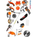 STILMAX Germany Superturbo 20hpx Yan Tipi Benzinli Motorlu Ot Çalı Tırpanı + Canavar Başlık Misina Kafası