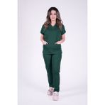 Stilmed Üniforma Avcı Yeşili Hemşire ve Doktor Forması Scrubs Takımı Likralı Alt Üst Üniforma Unisex Yarasa Kol