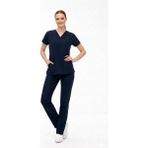 Stilmed Üniforma Lacivert Hemşire ve Doktor Forması Scrubs Takımı Likralı Alt Üst Üniforma Unisex Yarasa Kol - 2XL