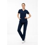 Stilmed Üniforma Lacivert Hemşire ve Doktor Forması Scrubs Takımı Likralı Alt Üst Üniforma Unisex Yarasa Kol - XS