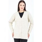 Stilmony Kadın Krem Düğmeli Yün Anne Triko Kısa Hırka - XL