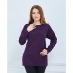 Stilmony Kadın Mor Orta Yaş Günlük Triko Anne Bluz Kazak - XL