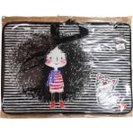 Stilo Kumaş Resim & Proje Çantası (35X50) Desenli (35*50) ( Crazy Girl And Kitten ) - Çok Renkli - 1 Adet