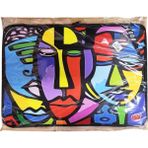Stilo Kumaş Resim & Proje Çantası (35X50) Desenli (35*50) ( Stanied Glass Faces) - Çok Renkli - Proje Resim Çantası
