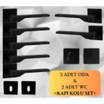 Stilo Siyah 5 Adet Oda 2 Adet Wc Kare Rozetli Kapı Kolu Set