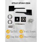 Stilo SİYAH Kare Rozetli Kapı Kolu Lüks Oda Kapı Kolu
