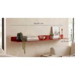 Stilorax 304 Paslanmaz Çelik Duvar Rafı – Dekoratif Metal Raf – Modern Tasarım - 60 x 16 - Kırmızı