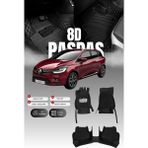 Stiloto Renault Clio 4 Station Wagon (2012-2019) 8d Deri Havuzlu Oto Paspas | Tam Koruma & Hızlı Montaj - Siyah