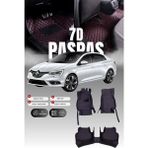 Stiloto Renault Megane 4 (2016-2025) 7d Suni Deri Havuzlu Oto Paspas Su Geçirmez Kolay Temizlenebilir - Siyah - Kırmızı