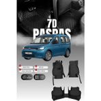 Stiloto Volkswagen Caddy (2021 ve Sonrası) 7d Deri Havuzlu Oto Paspas | Tam Koruma & Hızlı Montaj - Siyah