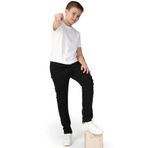 Stilova Erkek Çocuk Slim Fit Dar Kesim Düz Paça Cepli Siyah Jean Pantolon