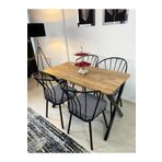 stnlifeconcept Mutfak Masa Takımı 60x120cm Yemek Masası X Metal Ayaklı Masa Seti 4 Güneş Sandalye Kumaş