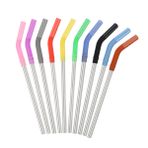 STOBOK 10 Adet Set Yeniden Kullanılabilir Payet Suşi Metal Saman Gıda Sınıfı Saman Mavi Ve Beyaz Tabaklar Trabzon Hurması Hediyeler Paslanmaz Payet Pipetler Paslanmaz Çelik Küçük Aletler