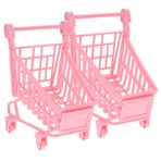 STOBOK 2 Adet Küçük Araba Numara Yapmak Katlanır Sepet Küçük Alışveriş Sepeti Metal Sepet Için Alışveriş Sepeti Mini Alışveriş Market Arabası Minyatür Ütü Saklama Sepeti Alışveriş Yapmak