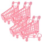 STOBOK 4 Adet Küçük Araba Mini El Arabası Arabası Mini Alışveriş Market Arabası Numara Yapmak Market Sepeti Oyuncağı Dekorasyon Mini Marka Metal Alışveriş Yapmak Bebek Ürünleri Ütü