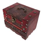 STOBOK Kilitli Retro Ahşap Mücevher Saklama Kutusu Dekoratif Vintage Hazine Sandığı Mücevher Aksesuarları İçin Çok İşlevli Masaüstü Düzenleyici Kolyeler Ve Küpeler İçin