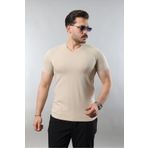 STOCX Erkek %100 Pamuk Slim Fit Dar Kesim V Yaka Basic Tişört