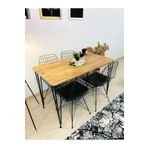stone concept mobilya meric kaya Yemek Masa Takımı Mutfak Masası Cafe Masası 4 Adet Tel Sandalye 1 Adet Masa 60x120 Atlantik Çam