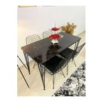 stone concept mobilya meric kaya Yemek Masa Takımı Mutfak Masası Cafe Masası 4 Adet Tel Sandalye 1 Adet Masa 60x120 Siyah Bendir