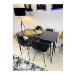 stone concept mobilya meric kaya Yemek Masa Takımı Mutfak Masası Sırt Minderli 4 Adet Tel Sandalye 1 Adet Masa 60x120 Siyah