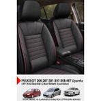 Stone Deri Oto Koltuk Kılıfı - Bel Destekli (Peugeot 206-207-208-306-307-407 Uyumlu) - Kırmızı