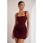 Stone Korse detaylı bordo mezuniyet elbisesi