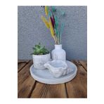 stone powder decorative Mermer desen dekoratif beton set yuvarlak tepsi,deniz kabuğu mumluk, kapaklı kutu, vazo
