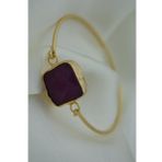 Stoneage Altın Kaplama Mor Jade Taşlı Bayan Bileklik Bilezik