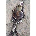 Stoneage Jewellery Amonit Fosili Doğal Taş Tasarım Bayan Kolye