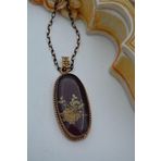 Stoneage Jewellery Gerçek Kuru Çiçek Yaşayan Kolye Bordo