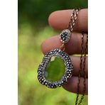 Stoneage Jewellery Kedi Gözü Fıstık Yeşili Bayan Kolye