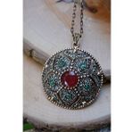 Stoneage Jewellery Kök Zümrüt Kök Yakut Taşlı Otantik Kolye