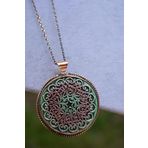 Stoneage Jewellery Özel Tasarım Çini Bayan Kolye Yeşil ve Gül Kurusu