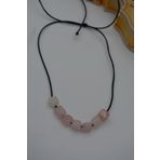 STONEAGE JEWELLERY Pembe Kuvars Taşlı Metalsiz Kolye